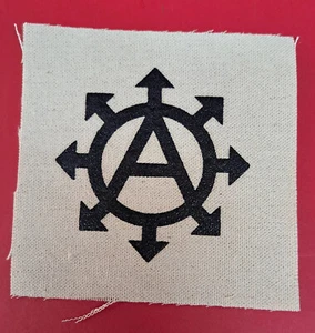 Anarchy & Chaos Stoff Punk/Metall Aufnäher - Siebdruck auf Leinwand - 4,5 Zoll x 4,5 Zoll - Bild 1 von 1