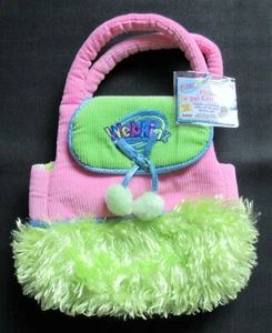 Webkinz NEW 'Plush Pet Carrier' PINK & Lime Green --  WITH NEW CODE -- HC100 - Picture 1 of 2