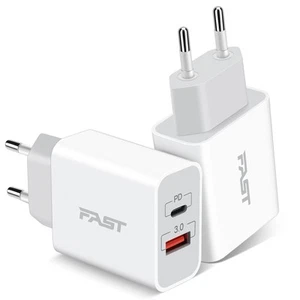 European Travel Plug Adapter, 2-Pack 20W Dual Port USB C Wall Charger Type C ... - Picture 1 of 7