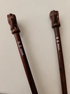 Set of 2 Knitting Needles - 11" Elephant Top - Straight - Size 6.5mm With Pouch - Picture 1 of 7