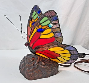 Vintage Stained Glass Butterfly Retro Tiffany Style Accent Lamp Table Desk Lamp - Picture 1 of 11