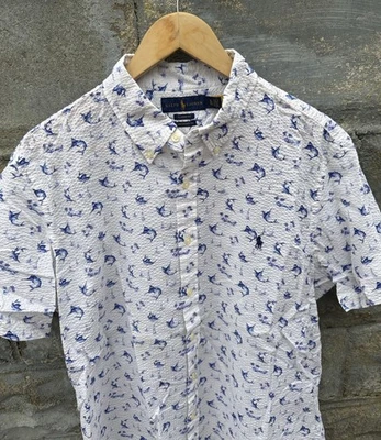 Camisa Polo Ralph Lauren Para Hombres XL Estampado de Peces Marlin Seersucker RL Ajuste Desacopado Foto 1 de 4