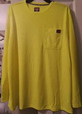 Men's Wrangler work wear long sleeve polyester tee yellow size 2 XL - Image 1 of 4