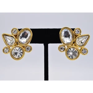 Orecchini Givenchy Vintage Cristallo Clip On Spumanti Grossi Passerella Firmati BinH - Foto 1 di 12