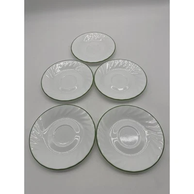 Lote de 5 Platillos Pequeños Corelle 6 1/4" Blanco Con Borde Raya Verde Foto 1 de 3