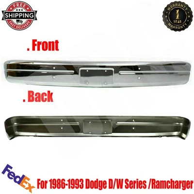 New Front Bumper Face Bar Chrome Steel For 1986-1993 Dodge D/W Series/Ramcharger - Image 1 of 4