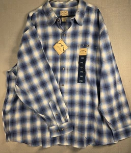 Blue Mountain Mens Size 3XL Plaid Long  Sleeve Flanne Blue White Plaid XXXL - Picture 1 of 9