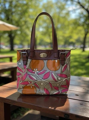 Bolso de Mano FOSSIL Key-Per Cartera Lona Recubierta Naranja Flor Rosa Cuero ZB5126 Foto 1 de 4