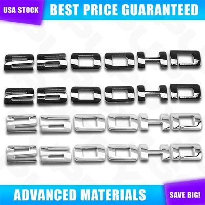 2Pcs Chrome Door Side Nameplate 2500HD Letters For Silverado GMC Sierra Emblems Foto 1 de 3