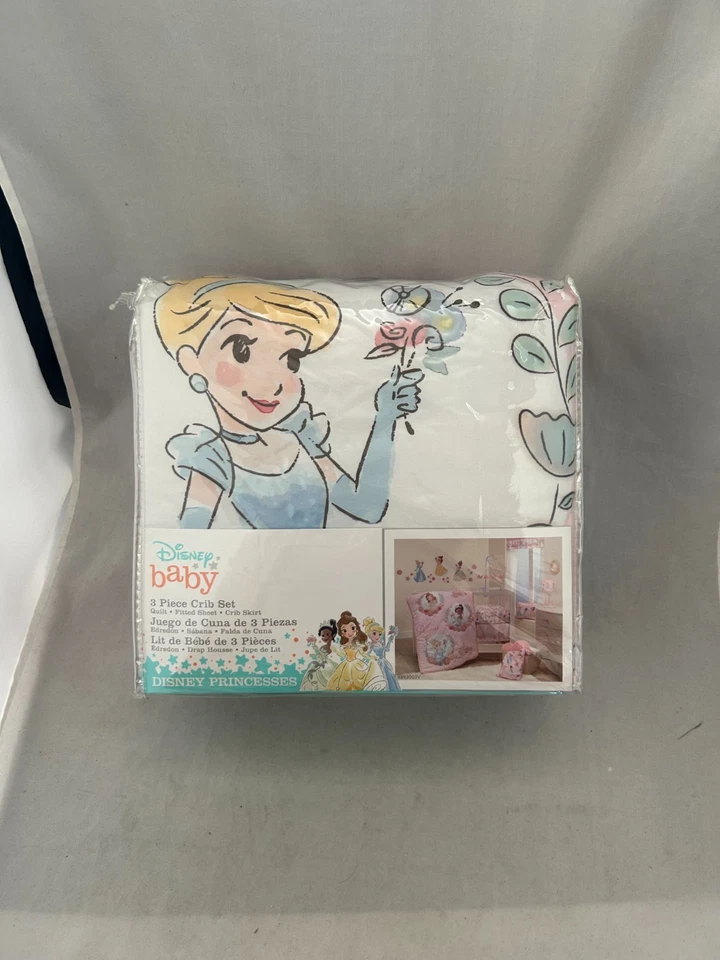 Juego de cama de 3 piezas para cuna de bebé princesas Disney - rosa Foto 1 de 3