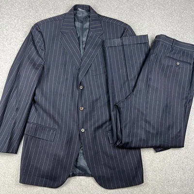 VINTAGE Polo Ralph Lauren Pinstripe Suit Set Coat Blazer Pants 44L Mens 36x32 - Image 1 of 4