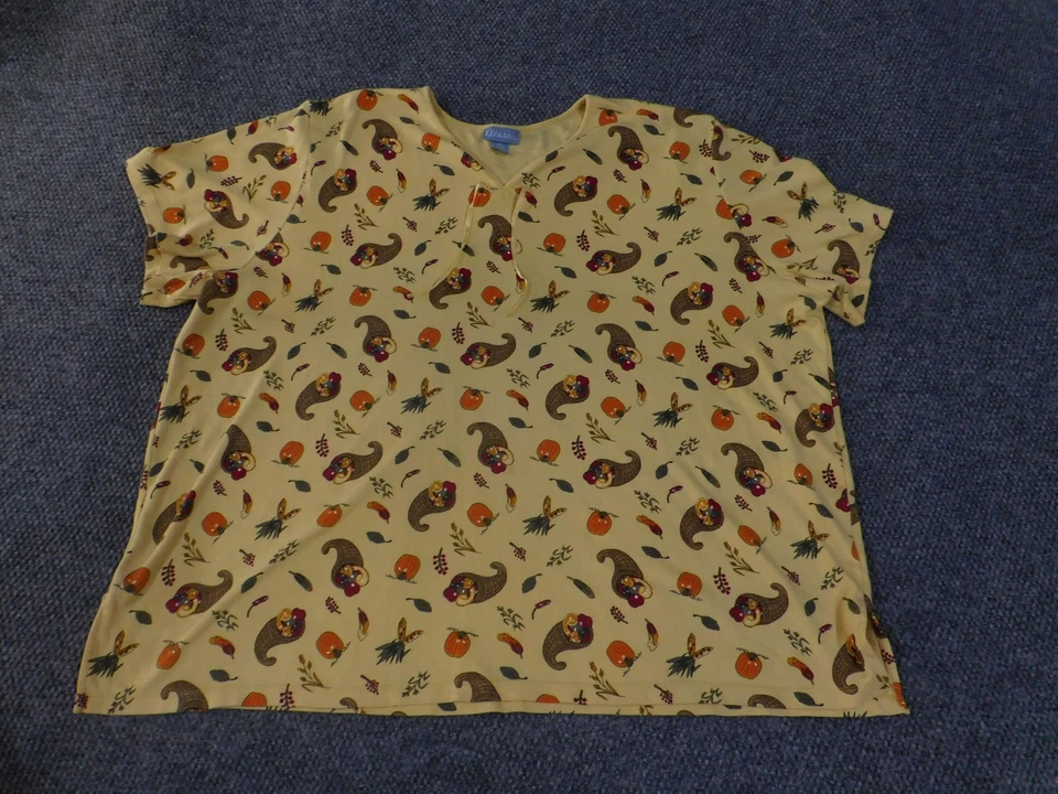 Женская рубашка Liz & Me 4X 30/32 бежевый рог изобилия осень День благодарения принт топ - Изображение 1 из 4