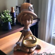Vintage 70's Ceramic Girl in Hat USA Pottery  Figurine Adorable!