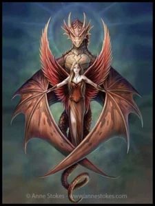 BLACK FRAMED ANNE STOKES ART - COPPERWING DRAGON 3D PICTURE PRINT 325mm x 425mm - Picture 1 of 2