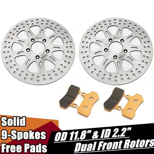 11.8" Front Brake Rotors Disc Pads for Harley FLHTCUTG Tri Glide Trike 2009-2013 - Foto 1 di 8