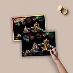 4pcs Scratch DIY Art Painting Paper With Drawing Stick Children Adult Kit - Picture 1 of 21