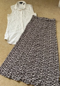 Conjunto Blusa Top Falda Midi H&M Theory 100 % Seda Sin Mangas Botones Talla S - Imagen 1 de 12