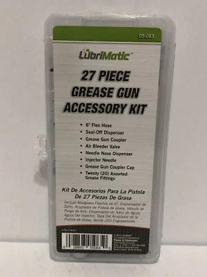 KIT DE ACCESORIOS PISTOLA DE GRASA Lubrimatic 27 PIEZAS: 6"-Flexible Manguera Acoplador Dispensador 20 Foto 1 de 2