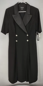 Xscape Dress Size 12 Black Style 3068X Bling Button Front Short Sleeve NWT - Picture 1 of 9