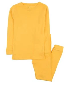 Kids Pajamas Boys & Girls Solid Yellow 2 Piece Pajama Set 100% Cotton Size 2 ... - Picture 1 of 2