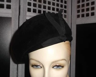 Sombrero boina vintage de terciopelo M Peachbloom hecho en unión cuerpo Merrimac piel importada en muy buen estado Foto 1 de 4