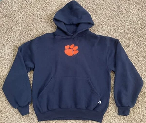 Vintage Russell Clemson Tigers Paw Small Blue 50/50 Hoodie Sweatshirt VTG - Picture 1 of 6