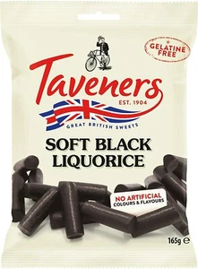 Taveners Soft Eating Black Liquorice 165g | Vegetarian | Great British Sweets - Picture 1 of 1