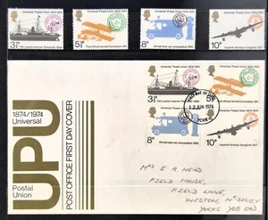 Great Britain Transportation - 1974 Post Office Union - FDC & Mint Stamp Set - Picture 1 of 2