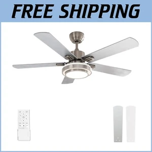 Elegant 52-Inch Ceiling Fan with Remote and LED Lights - Brushed Nickel Finish - Picture 1 of 11