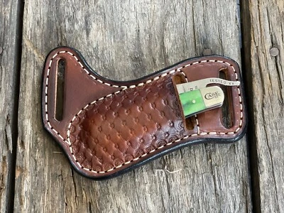 HARBOUR MERCANTILE Deluxe Leather Pocket Knife Sheath Case XX Russlock Made In USA