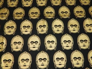 1 yard Star Wars C3PO Metallic Gold Fabric Lucasfilm Ltd - Picture 1 of 3