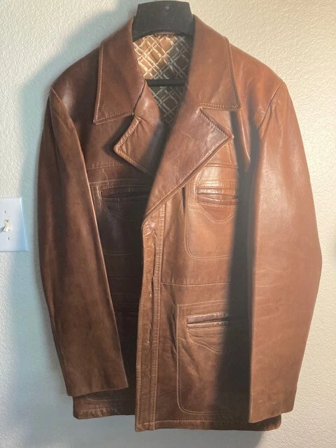 ROBERT LEWIS IDEA, Vintage, Años 70, Piel de Cordero, Chaqueta de Cuero, Talla 44, Marrón Foto 1 de 4