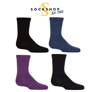 Kids Bamboo Socks Midweight Plain Comfort Cuff Smooth Toe Seams SOCKSHOP- 1 Pair - Picture 1 of 13