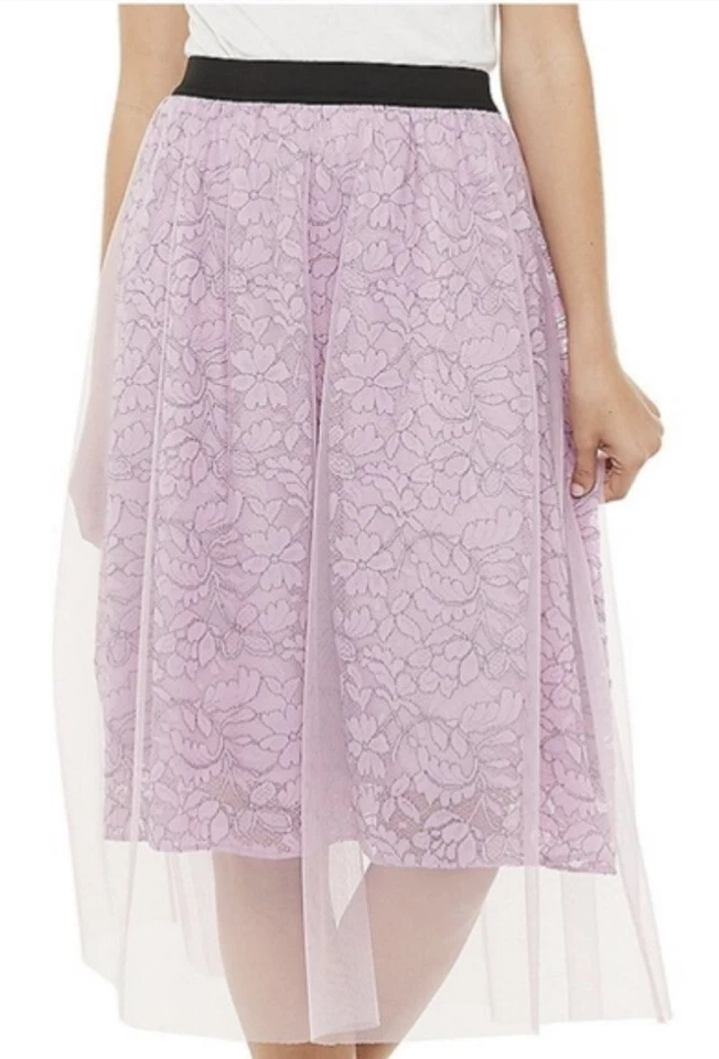 ELLE Women's Tulle Mesh Stretch On A-Line Skirt • Size Small