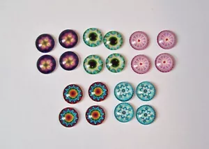 Mix of 20 Printed Glass Round Dome Cabochons 12mm Jewelry Supply, Flatback Multi - Picture 1 of 3