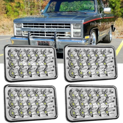 Faros LED negros sellados punto 4 piezas 4x6" haz alto/bajo aptos para Chevy C10 C20 K20 Foto 1 de 4