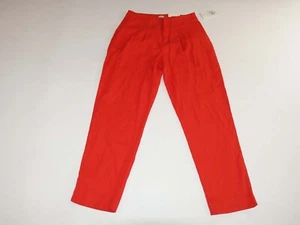A New Day Women's Cropped Pants Size 4 NWT Tomato Red Orange Linen Blend Pleated - Picture 1 of 8