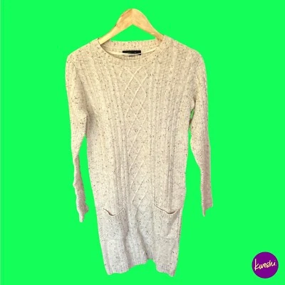 ATMOSPHERE Women's Knit Jumper, Longline, Dual Pockets, Marled Cream, UK 10 - Image 1 of 4