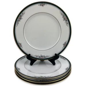 Juego de 4 platos de ensalada Noritake Landon de colección 4111 banda verde azulado 8 1/4" oro floral - Imagen 1 de 12