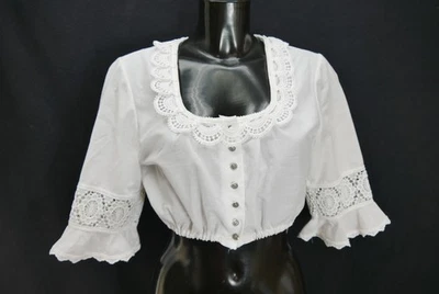 Gr.40 Dirndlbluse weiß Bluse für Dirndl Baumwollmischung mit Spitze B11286 - Bild 1 von 4