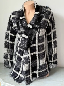 👀 Open Cardigan Sweater L Jacket Swacket Black Cluttercore Ladies Boho Large - Picture 1 of 8