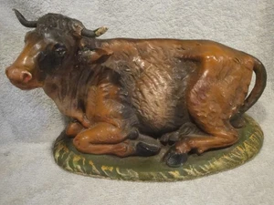 Vintage Fontanini Pappmaché 12" Maßstab Ochse Kuh Krippe Weihnachtsbaum Krippe - Bild 1 von 17