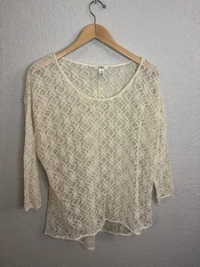 Top copricostume donna Cato manica 3/4 uncinetto beige taglia XL - Foto 1 di 6