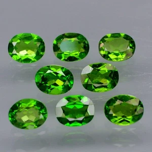 Oval 5x4 mm.Good Color! Natural Russian Top Green Chrome Diopside 8Pcs/3.10Ct. - Picture 1 of 6