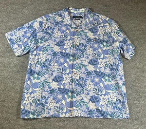 Tommy Bahama Camp Shirt 2XL Island Zone Blue Floral Silk Blend Light - Picture 1 of 8