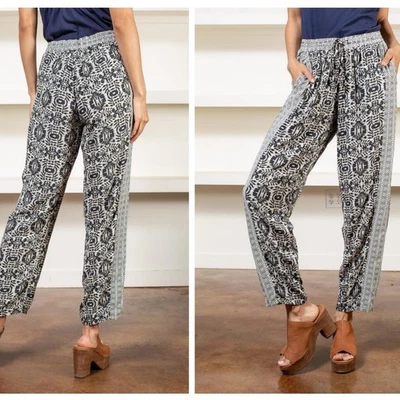 Calça Michael Stars Jordy XS estampada puxar cordão tornozelo afunilado boêmio - Imagem 1 de 4