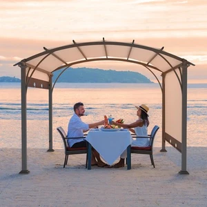 10 X 10 FT pergola Outdoor,Rectractable Pergola Canopy Sun Shade Sturdy Posts - Picture 1 of 8