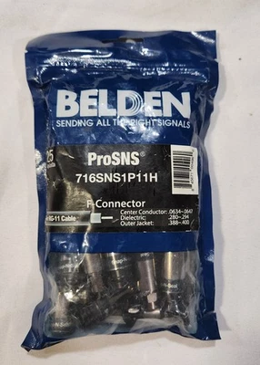 BELDEN 716SNS1P11H-25 ProSNS RG-11 "F" Coax Compression Connector 7/16 Hex Head - Image 1 of 2