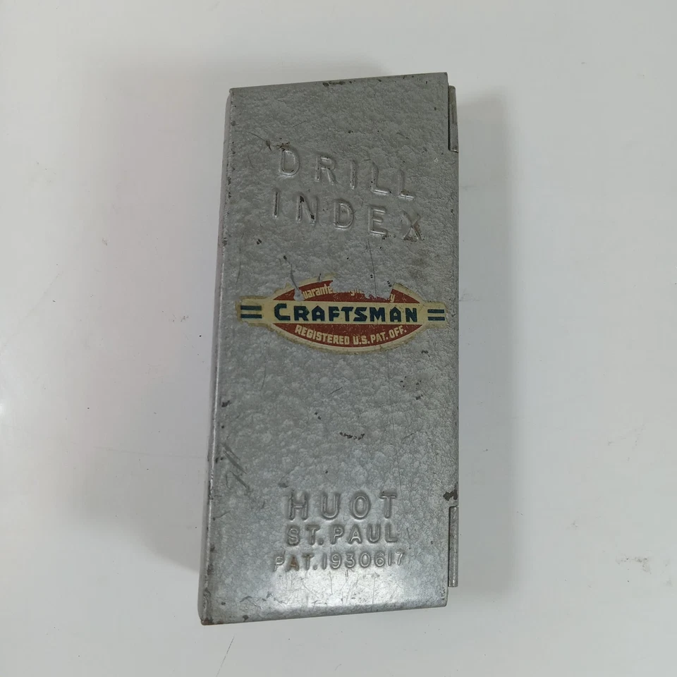 Vintage HUOT Craftsman Drill Index with 6 Bits Metal Case Made In USA - Image 1 of 4