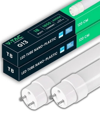 Tubo fluorescente LED V-TAC 120 cm T8 18 W 1850 lm - 2 unidades - Imagen 1 de 4